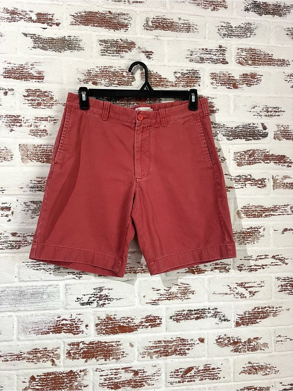 J.Crew Men's Shorts Size 33 Pink Faded Red Flat Front 100% Cotton Casual 9